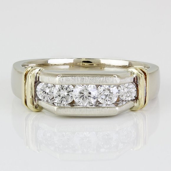 Men's 14k Two-tone Gold Diamond Anniversary Band / Wedding Ring